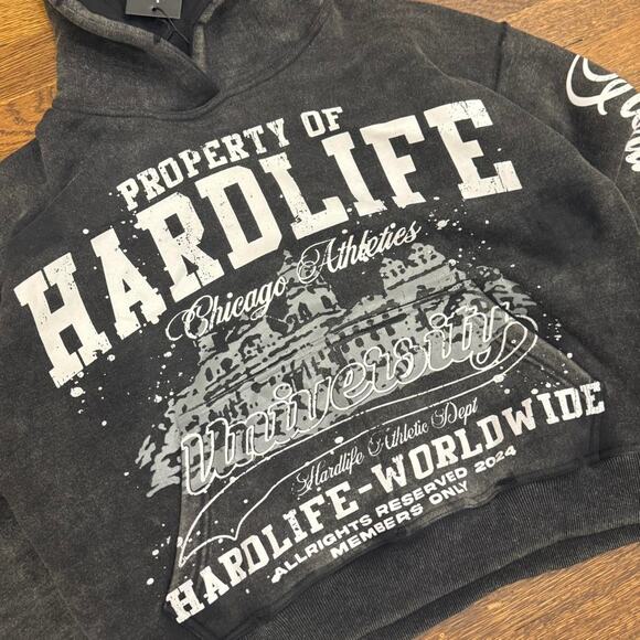 (S) Hardlife University Hoodie (Washed Black) - Picture 2 of 6